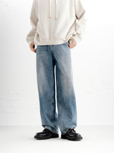 Men's Washed Distressed Wide-Leg Jeans